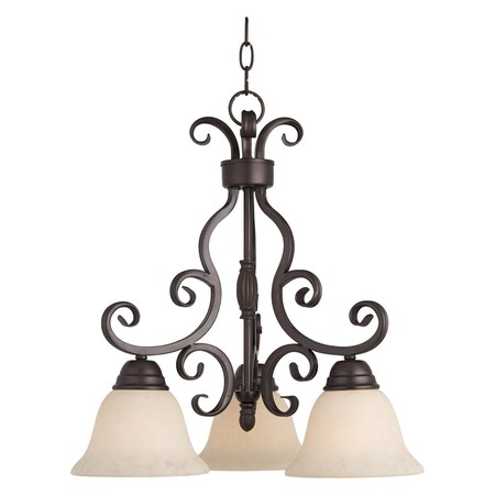 Maxim Three Light Oil Rubbed Bronze Frosted Ivory Glass Down Mini Chandelier 12203FIOI